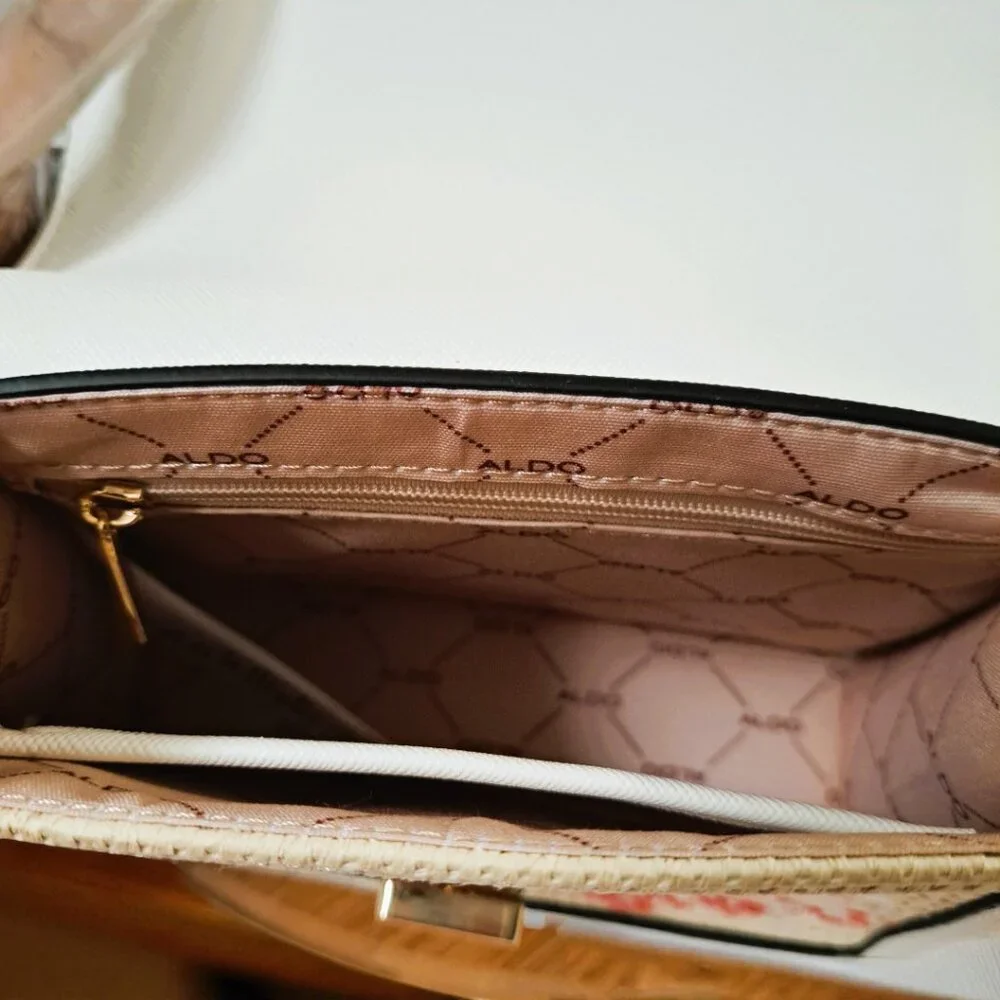 Aldo Pink/White/Beige Floral Canvas Mini Crossbody NWT - Picture 9 of 11